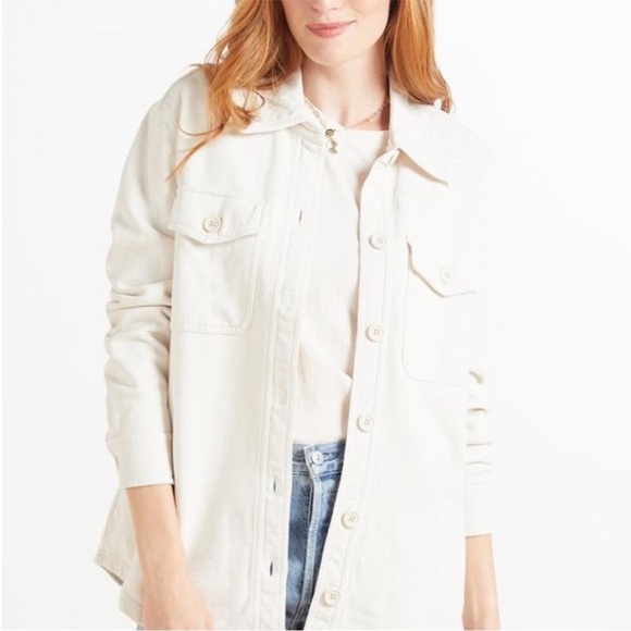 Good American Bone Neutral Fleece Shirt Jacket Shacket Size 3/4 US L/XL NEW - Picture 14 of 14